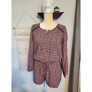 Gap Floral Long Sleeve Romper Shorts